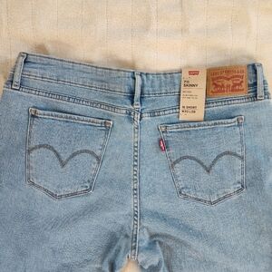 LEVI'S SCULPT 711 SKINNY Mid Rise Stretchy Light Wash Blue Denim Jeans 16 Short